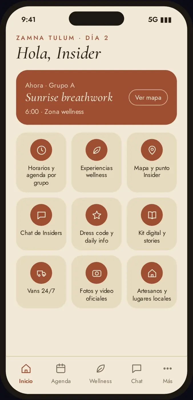 Pantalla de inicio de la app de día
