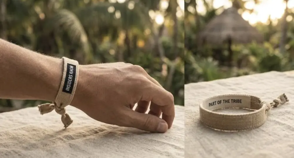 Brazalete artesanal Tulum con slogan ZAMNA